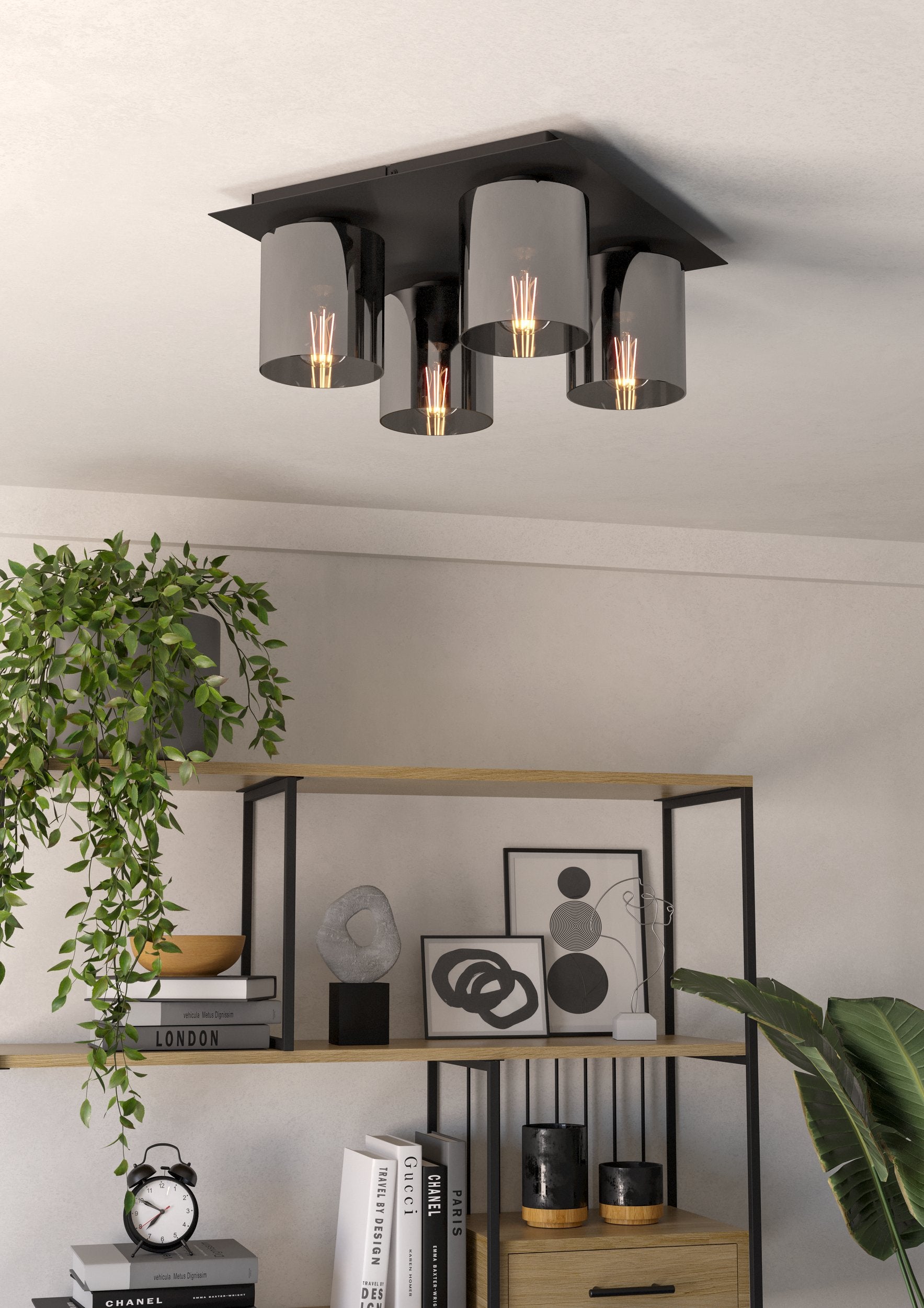 GOROSIBA 1 LAMP TECHO ACERO NEGRO L380 H170 E27 4X40W IP20