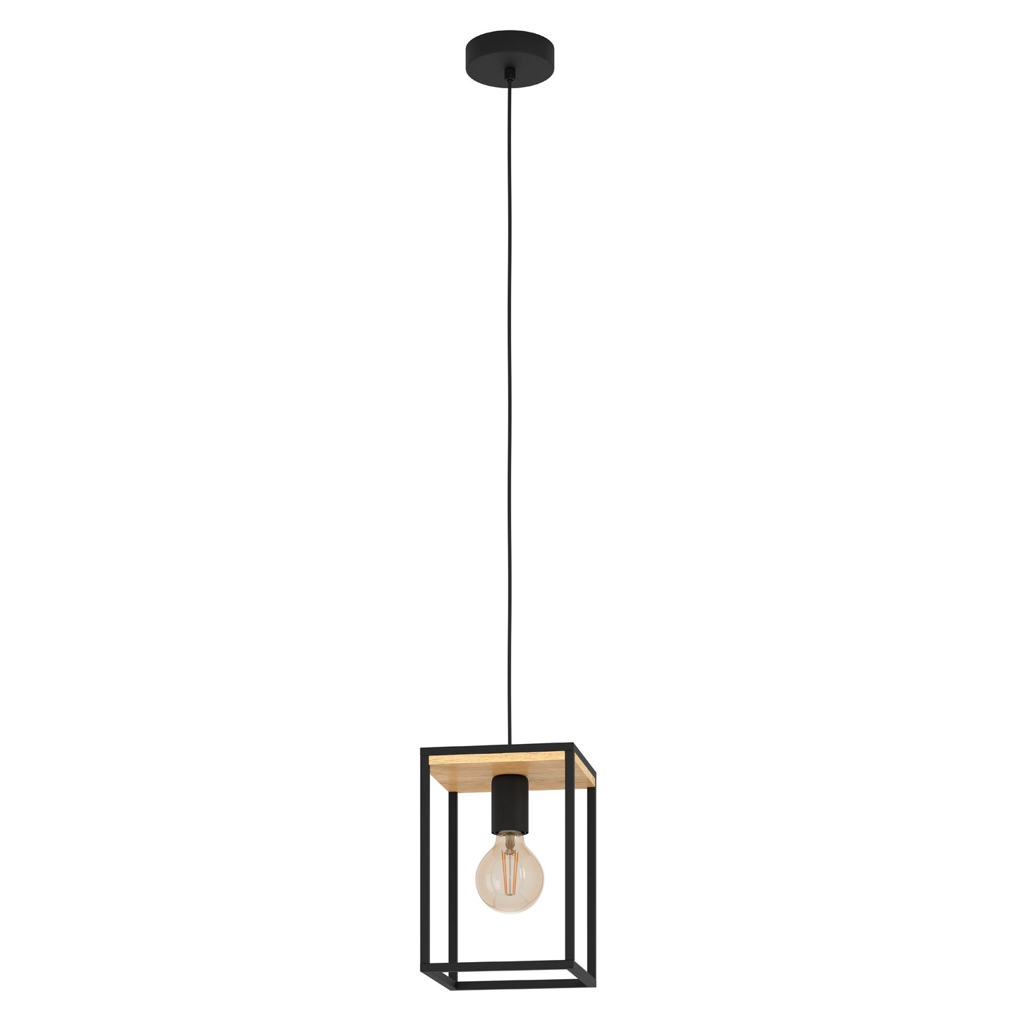 LIBERTAD LAMP COLG ACERO MADERA NEGRO CAFÉ H1100 E27 1X40W