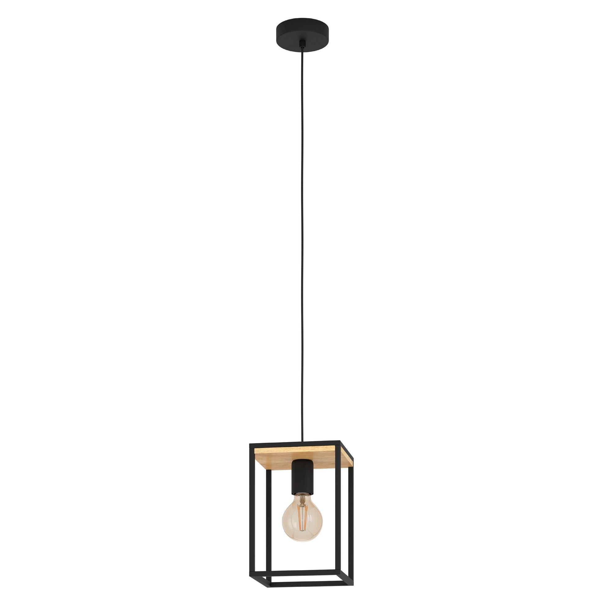 LIBERTAD LAMP COLG ACERO MADERA NEGRO CAFÉ H1100 E27 1X40W