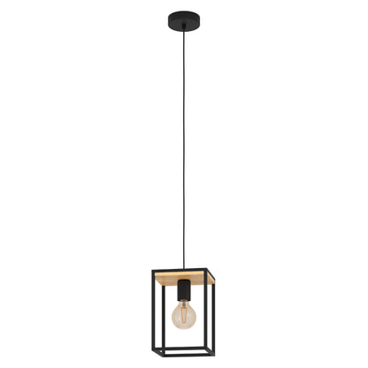 LIBERTAD LAMP COLG ACERO MADERA NEGRO CAFÉ H1100 E27 1X40W