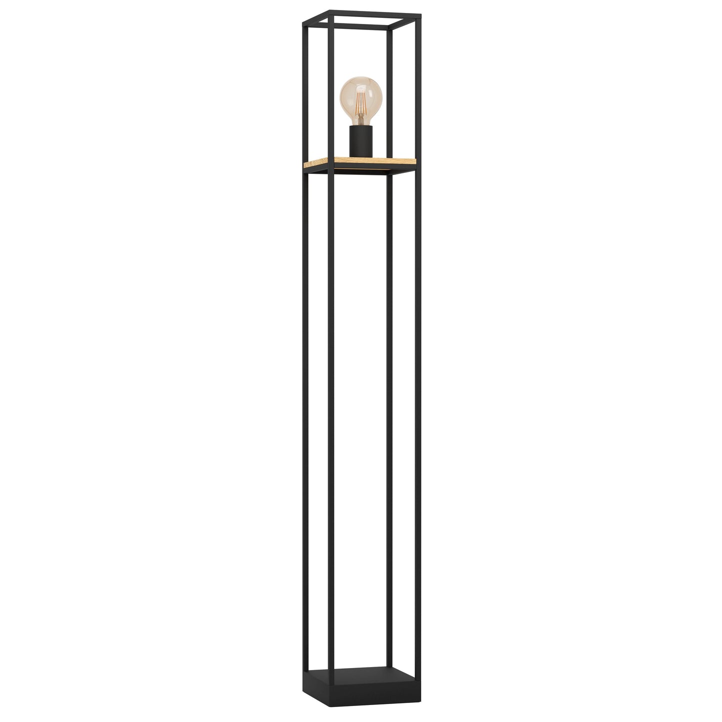 LIBERTAD LAMP PIE ACERO MADERA CAFÉ H1285 E27 1X40W IP20