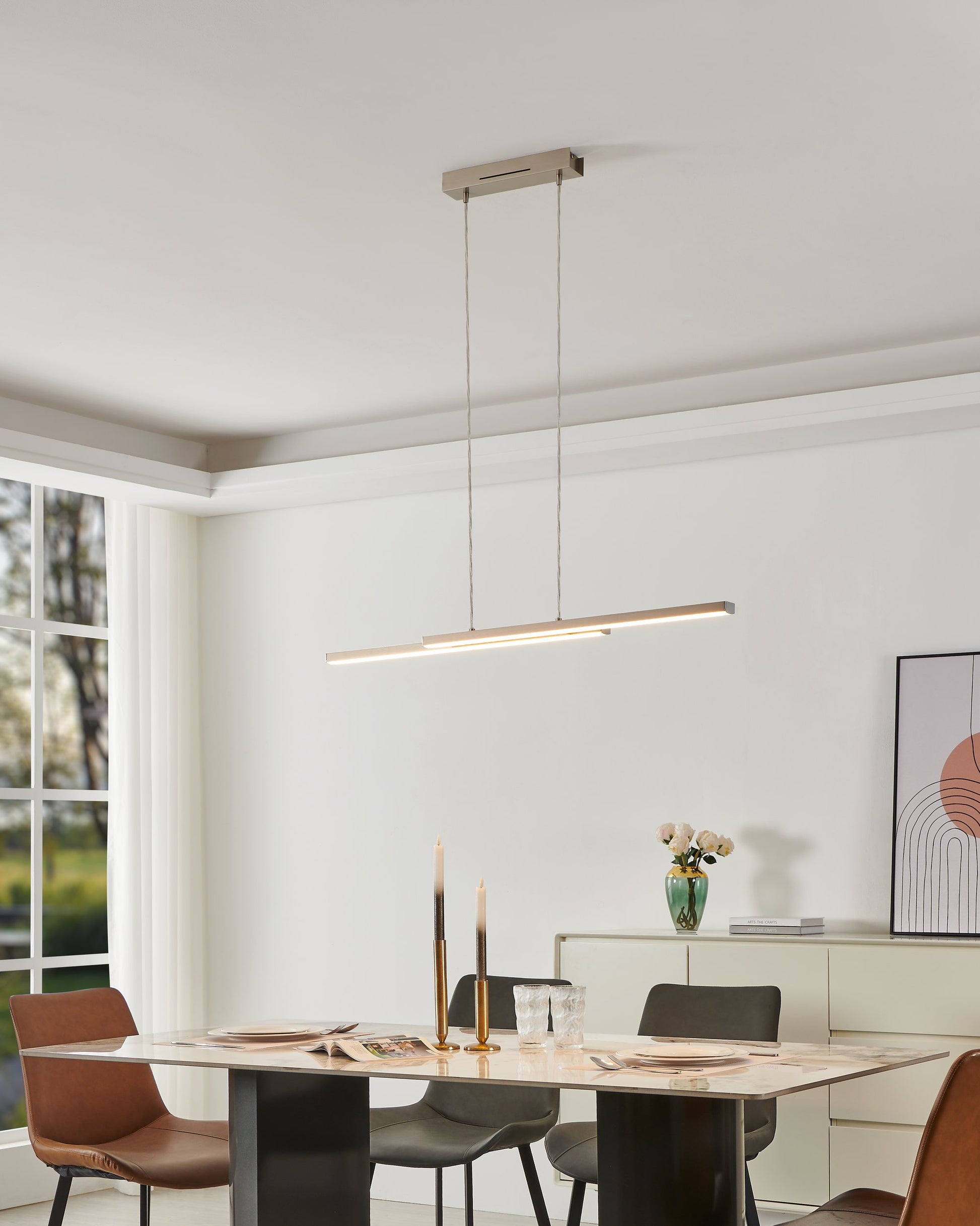 FRAIOLI-Z COLG NÍQUEL SATINAD L1055 H1200 2765K 4800lm 2X17W
