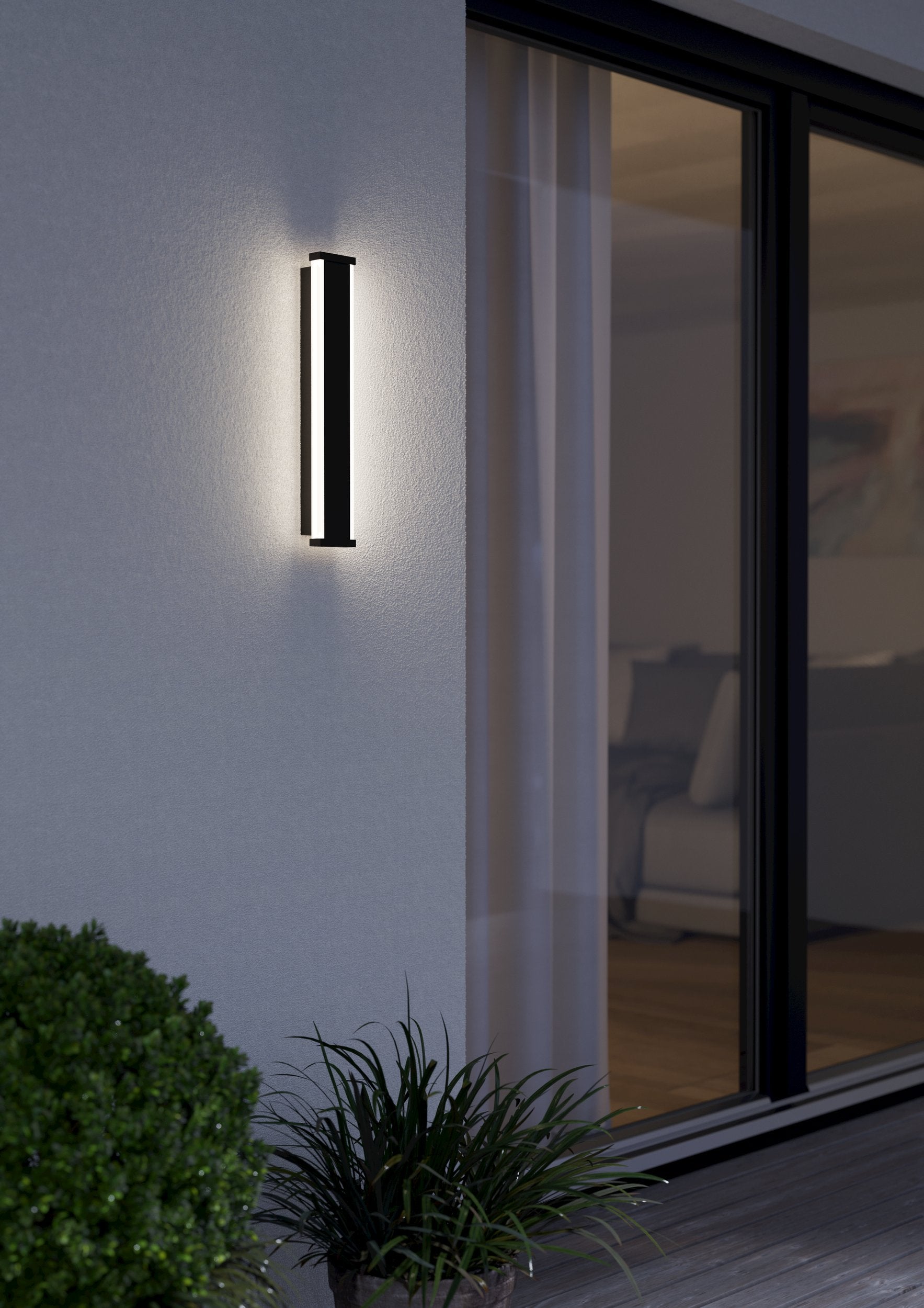 NEVIANO APLIQUE ACERO NEGRO L380 H65 3000K 1200lm IP65