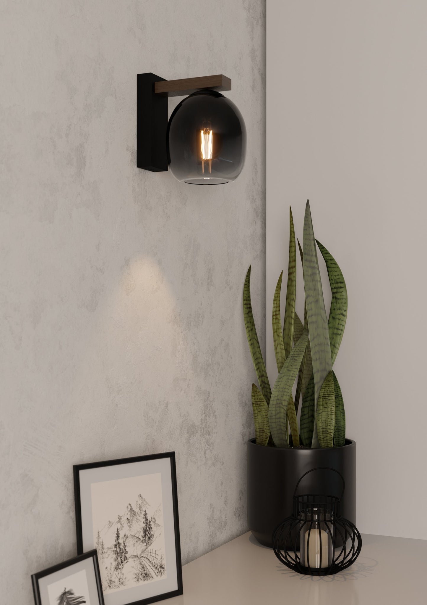 FILAGO APLIQUE ACERO CAFÉ NEGRO L145 H200 E27 1X40W IP20