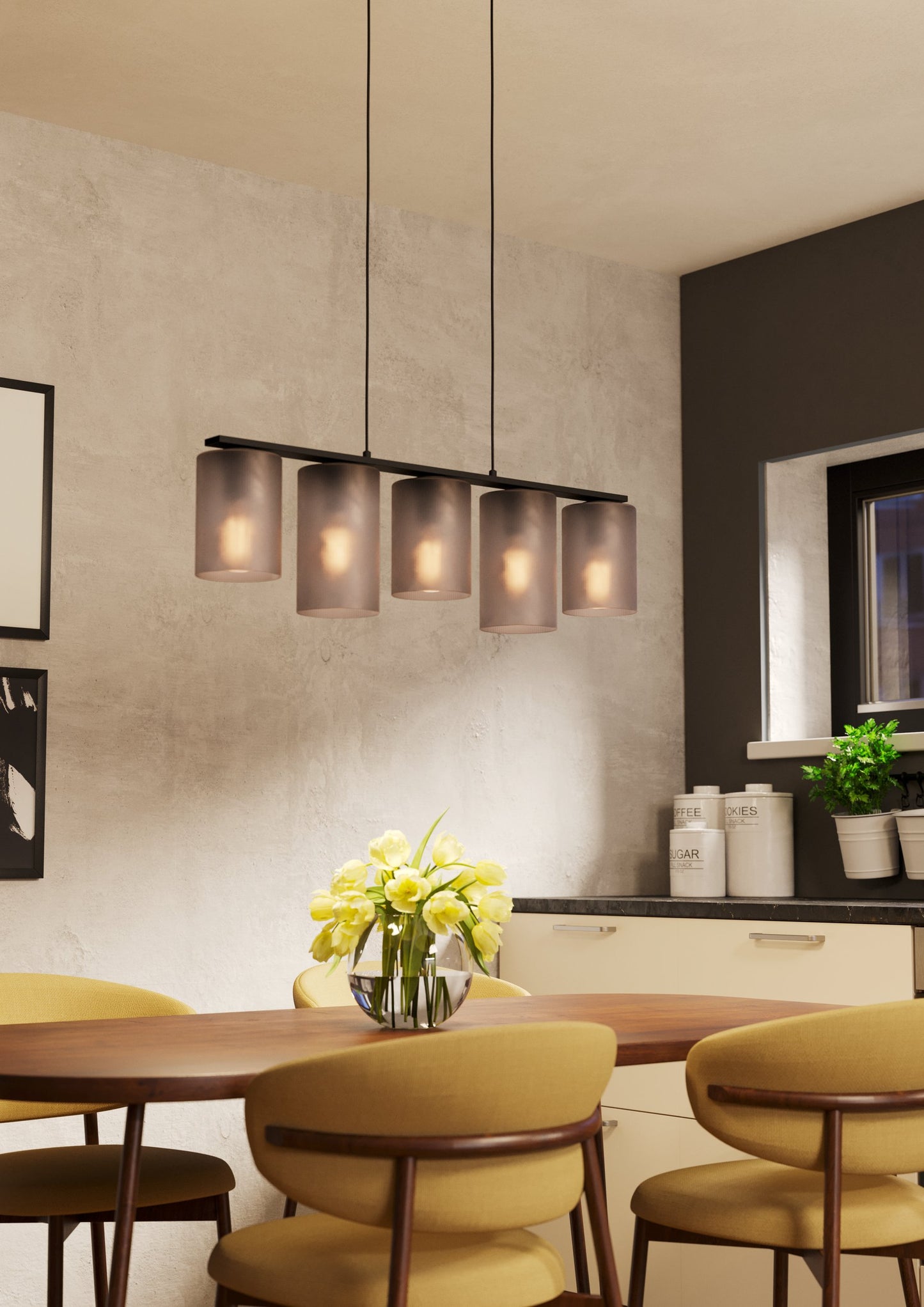COLOMERA COLG ACERO NEGRO L800 H1100  E27 5X40W IP20