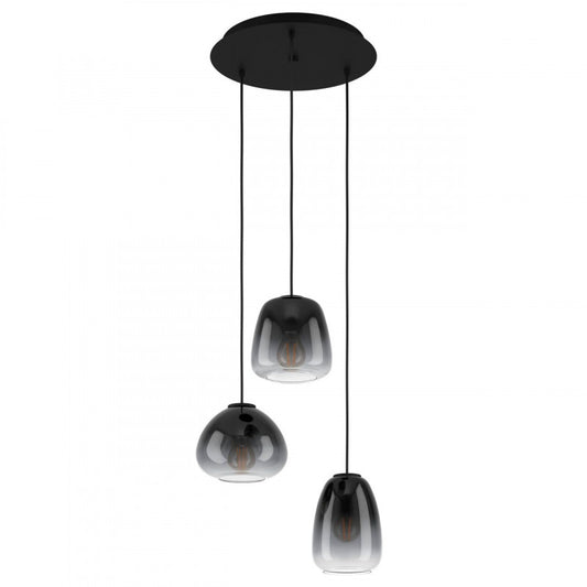 AGUILARES COLG ACERO NEGRO L0 H1100 DM430 E27 3X40W