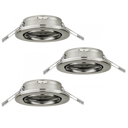 AGULO SET X3 EMB ACERO NÍQUEL SATINADO  H25 DM86 GU10 3X35W