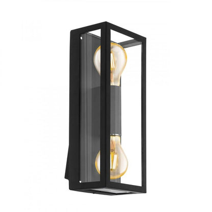 ALAMONTE 1 APLIQUE ACERO ZINC NEGRO L150 H380 E27 2X60W IP44