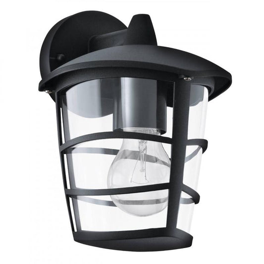 ALORIA APLIQUE EXT. NEGRO ALU PLASTICO ABAJO 1X60W E27