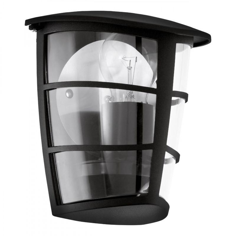 ALORIA APLIQUE EXT. NEGRO ALU PLASTICO MURO 1X60W E27