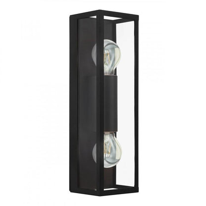 AMEZOLA LAMP MURO ACERO NEGRO L110 H380 LC E27 2X60W IP44