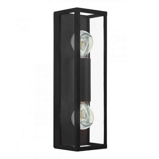 AMEZOLA LAMP MURO ACERO NEGRO L110 H380 LC E27 2X60W IP44