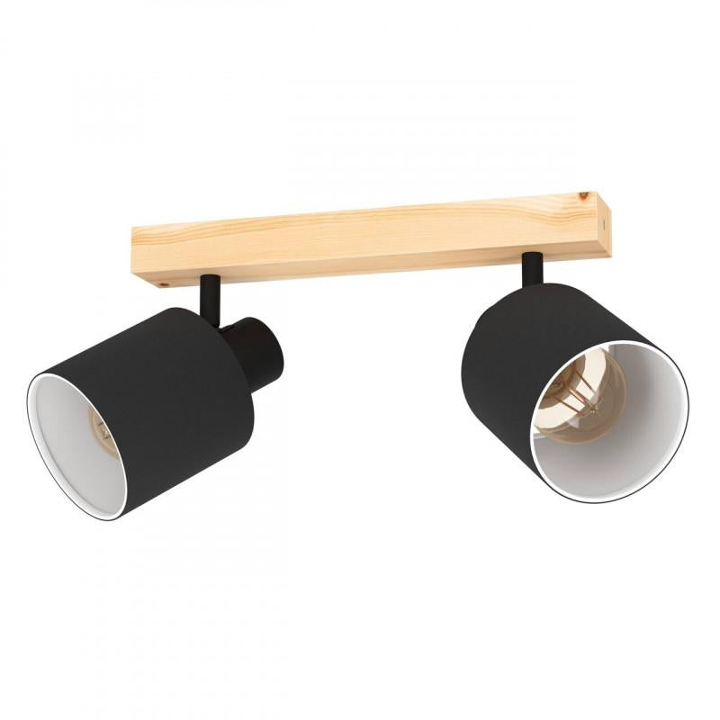 BATALLAS LAMP FOCO MADERA ACERO CAFE L300 E27 2X10W IP20