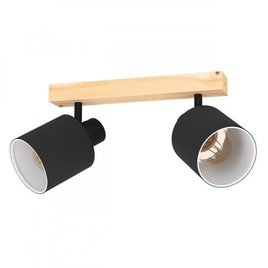 BATALLAS LAMP FOCO MADERA ACERO CAFE L300 E27 2X10W IP20