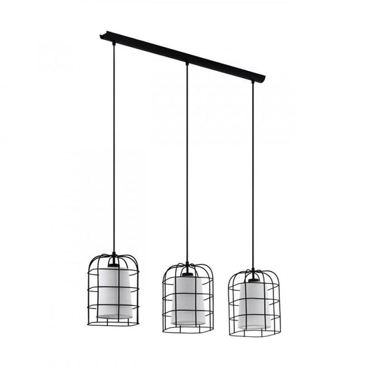 BITTAMS LAMP COLG ACER NEGRO TELA BLANCA L890 3X28W E27