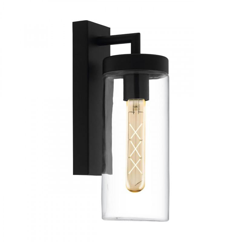 BOVOLONE APLIQUE MURO ACERO NEGRO L110 H340 E27 1X60W IP44