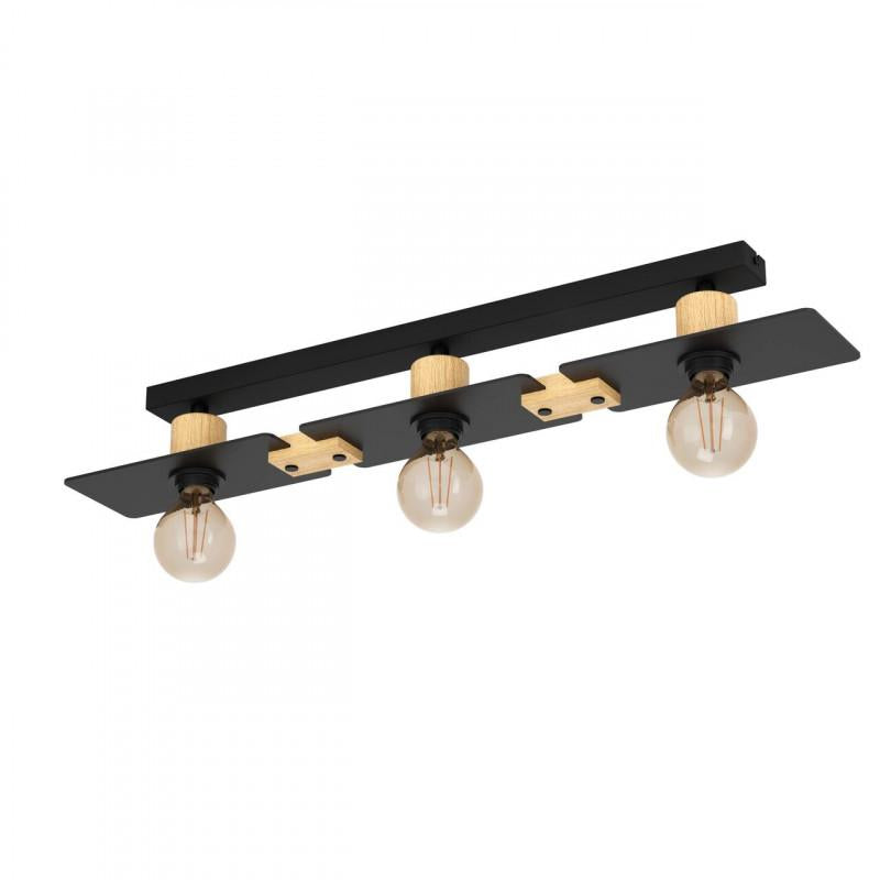BRAMERTON TECHO ACERO MADERA CAFÉ L810 H100 E27 3X40W IP20