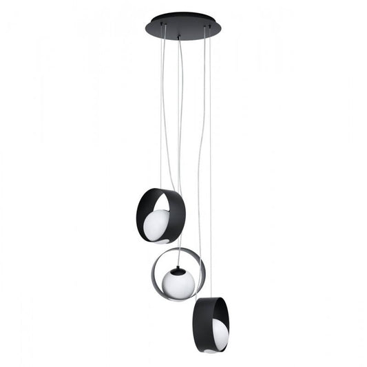 CAMARGO LAMP COLG ACERO NEGRO BLANCO H1500 DM350 E14 3X40W