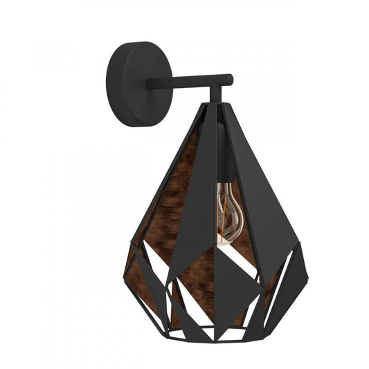 CARLTON 1 APLIQUE ACERO NEGRO COBRE H330 1X60W E27