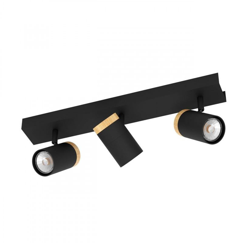 CARTAGENA FOCO ACERO MADERA NEGRO CAF L460 GU10 3X4 5W IP20