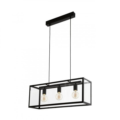 CHARTERHOUSE COLG ACERO NEGRO TRANSP 730X200X1100 3X60W E27