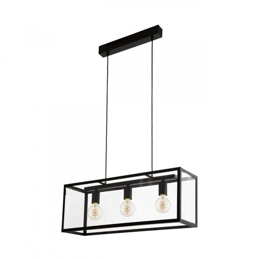 CHARTERHOUSE COLG ACERO NEGRO TRANSP 730X200X1100 3X60W E27