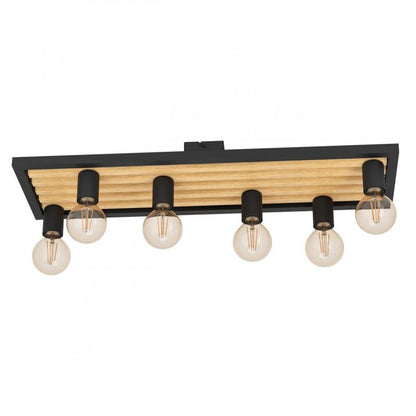 CONSETT TECHO ACERO MADERA CAFÉ L780 H115 E27 6X40W IP20