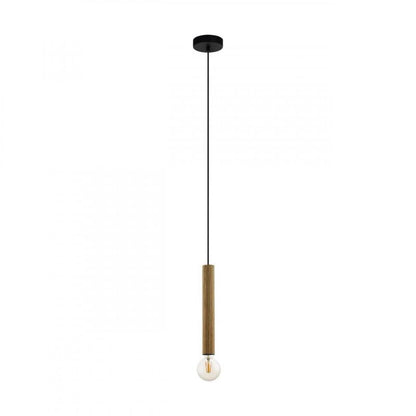 CORTENOVA LAMP COLGANTE ACERO MADERA CAFE H1100 1X60W E27