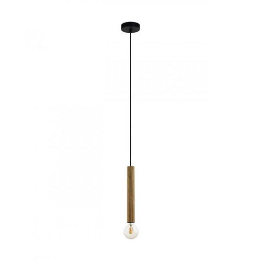 CORTENOVA LAMP COLGANTE ACERO MADERA CAFE H1100 1X60W E27