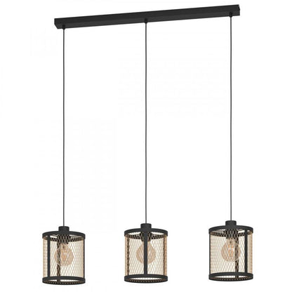 DELLOW LAMP COLG ACERO NEGRO H1100 E27 3X40W IP20
