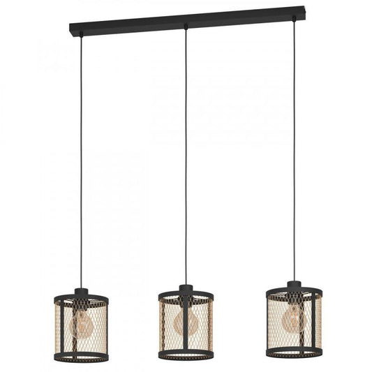 DELLOW LAMP COLG ACERO NEGRO H1100 E27 3X40W IP20