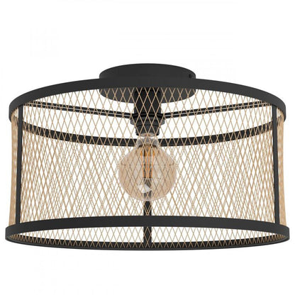 DELLOW LAMP TECHO ACERO NEGRO DM450 E27 1X40W IP20