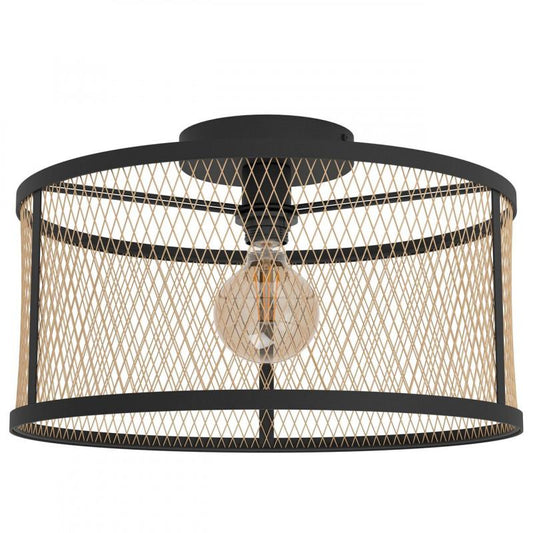 DELLOW LAMP TECHO ACERO NEGRO DM450 E27 1X40W IP20
