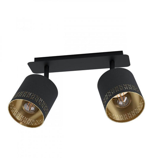 ESTEPERRA FOCO TECHO TELA NEGRO DORADO L335 2X28W E27