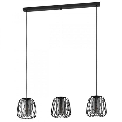 FLORESTA LAMP COLG ACERO NEGRO L890 H1100 E27 3X40W IP20