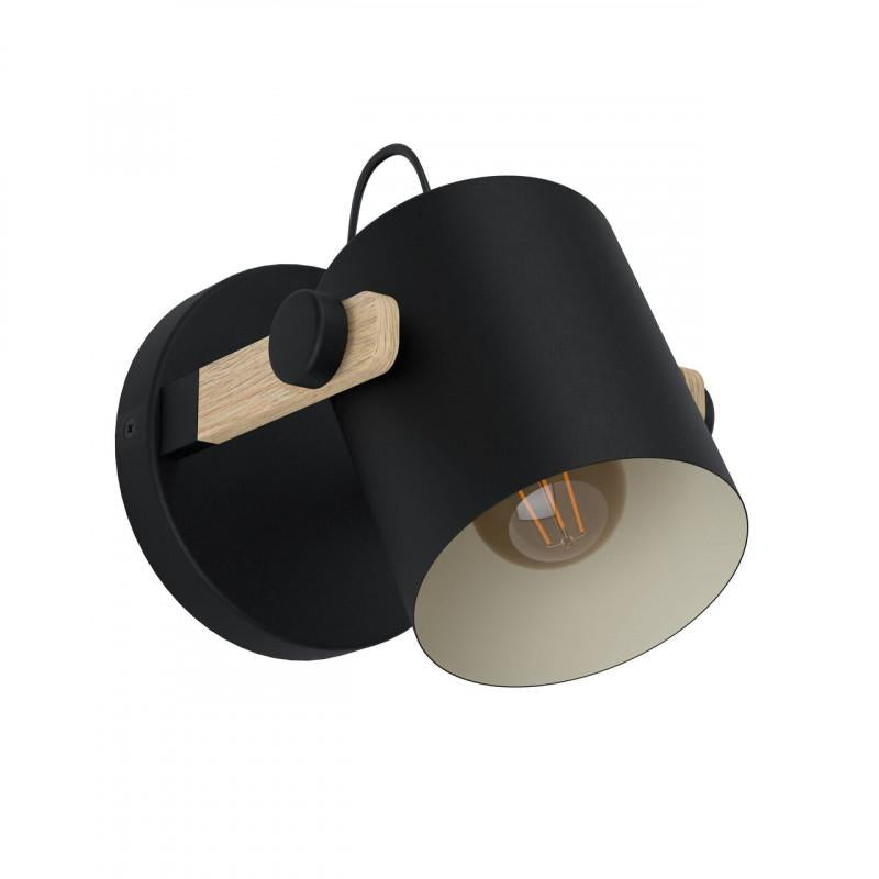 HORNWOOD APLIQUE NEGRO MADERA PINO DM170 E27 1X28W