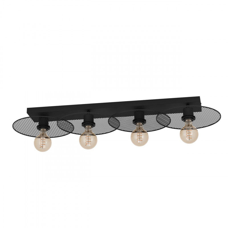 IKESTON TECHO ACERO NEGRO L950 H120  E27 4X40W IP20