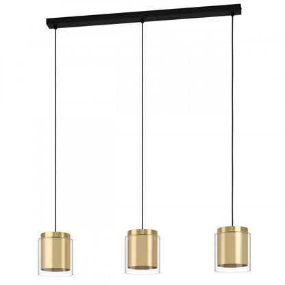 LAGUNITAS LAMP COLG ACERO NEGRO DORADO L910 H1100 E27 3X40W