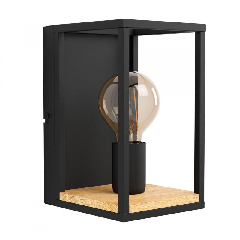 LIBERTAD LAMP APLIQUE ACERO MADERA NEGRO CAFÉ E27 1X40W IP20