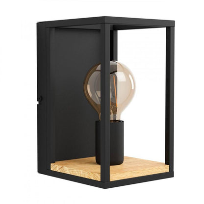 LIBERTAD LAMP APLIQUE ACERO MADERA NEGRO CAFÉ E27 1X40W IP20