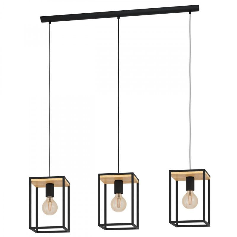 LIBERTAD COLG ACERO MADERA NEGRO L880 H1100 E27 3X40W IP20