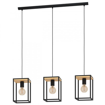 LIBERTAD COLG ACERO MADERA NEGRO L880 H1100 E27 3X40W IP20