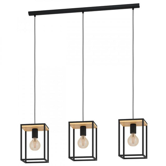 LIBERTAD COLG ACERO MADERA NEGRO L880 H1100 E27 3X40W IP20