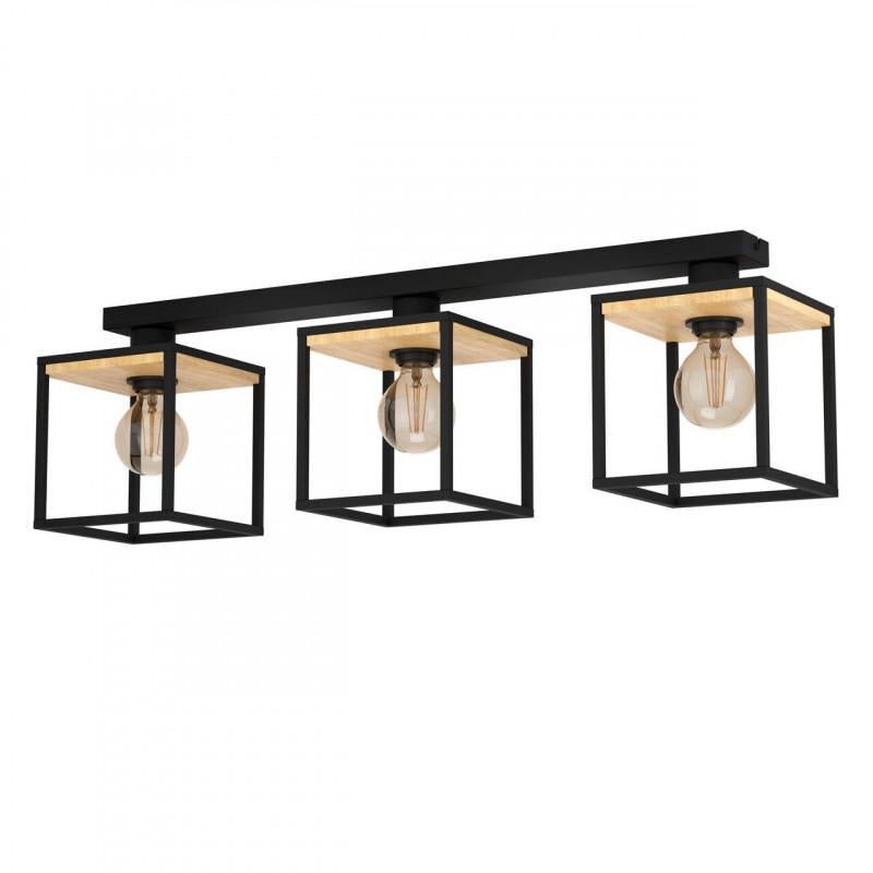 LIBERTAD TECHO ACERO MADERA NEGRO L860 H240 E27 3X40W IP20