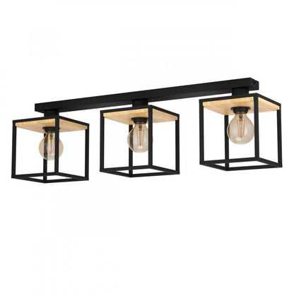 LIBERTAD TECHO ACERO MADERA NEGRO L860 H240 E27 3X40W IP20