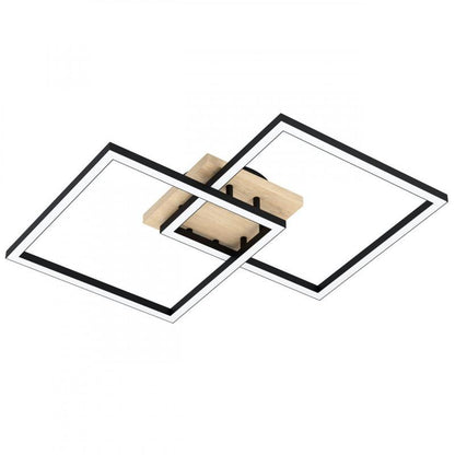 LOMALTAS-Z LAMP TECHO ACERO MADERA L770 LED 3800lm 2X16W