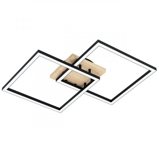 LOMALTAS-Z LAMP TECHO ACERO MADERA L770 LED 3800lm 2X16W