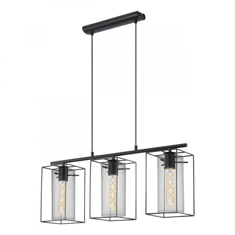LONCINO LAMP COLG VINTAGE ACERO NEGRO TRANSP L745 3X60W E27