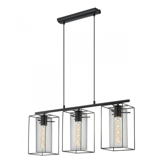 LONCINO LAMP COLG VINTAGE ACERO NEGRO TRANSP L745 3X60W E27