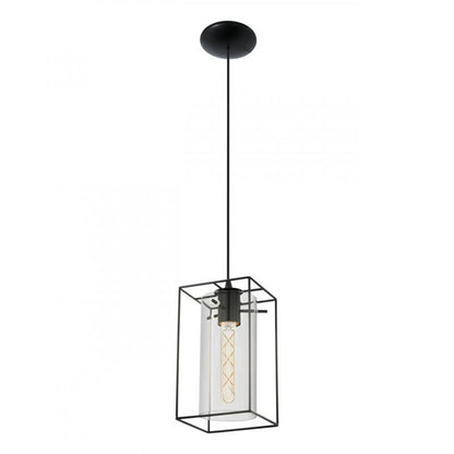 LONCINO LAMP COLG VINTAGE ACERO NEGRO TRANSP B150 1X60W E27